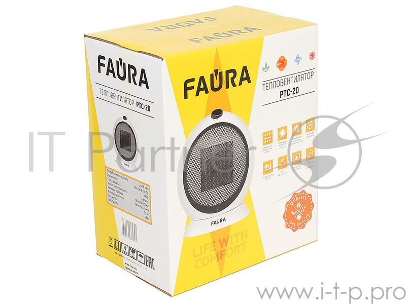 Тепловентилятор Neoclima PTC-20 FAURA Черный керамический, 1500 Вт.