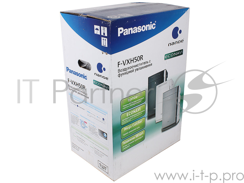 Климатический комплекс Panasonic F-VXH50R-K Оч-ль с увлажнением, Мощ. 45 Вт, пл 40 м.кв., ём-ть 2.3л, расход 150-500мл/ч, ШхВхГ 360x560x240, вес 8.6 к