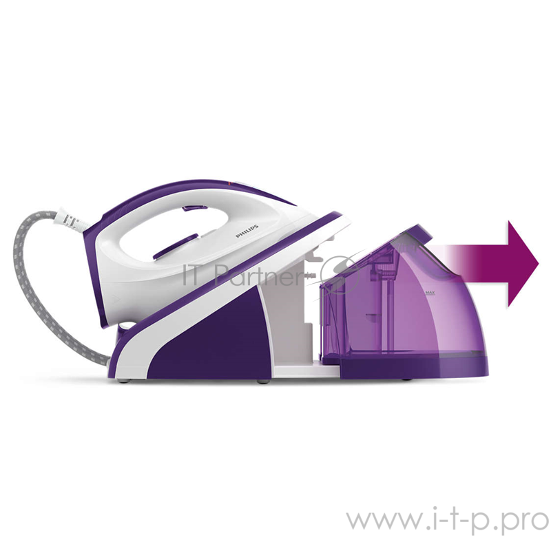 Парогенератор Philips HI5912/30 Паровая система, мощность 2400В, давление 4 бар, подача пара 100г/мин, очистка от накипи Smart Calc Clean, резервуар 1.1л, подошва керамическая