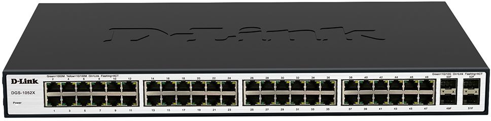 Сетевое оборудование D-Link DGS-1052X/A1A Неуправляемый коммутатор с 48 портами 10/100/1000Base-T, 4 портами 10GBase-X SFP+ и функцией энергосбережения