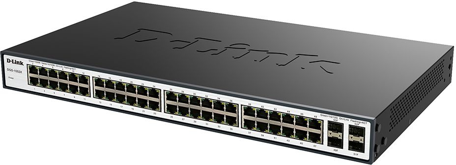 Сетевое оборудование D-Link DGS-1052X/A1A Неуправляемый коммутатор с 48 портами 10/100/1000Base-T, 4 портами 10GBase-X SFP+ и функцией энергосбережения