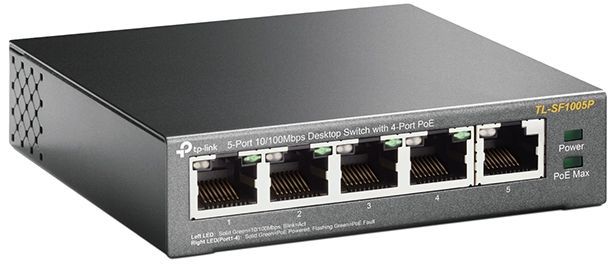 Сетевое оборудование TP-Link TL-SF1005P 5-портовый 10/100 Мбит/с настольный коммутатор с 4 портами PoE SMB