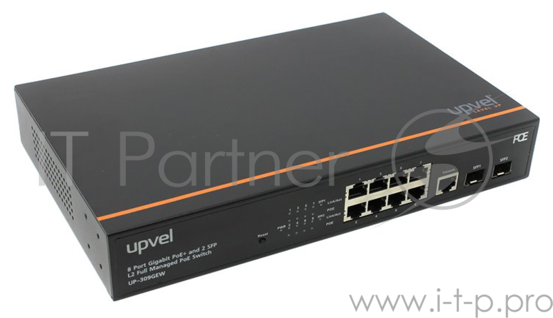 Сетевое оборудование UPVEL UP-309GEW Гигабитный управляемый коммутатор 2 уровня, 8-портов PoE+ до 30Вт на порт, два Uplink порта SFP, консольный порт (крепление для монтажа в стойку, Maximum PoE Output Power: 140W)