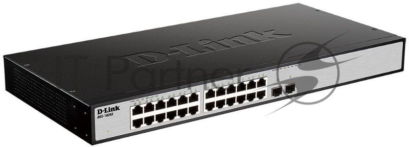 Сетевое оборудование D-Link DGS-1026X/A1A Неуправляемый коммутатор с 24 портами 10/100/1000Base-T, 2 портами 10GBase-X SFP+, функцией энергосбережения и поддержкой QoS