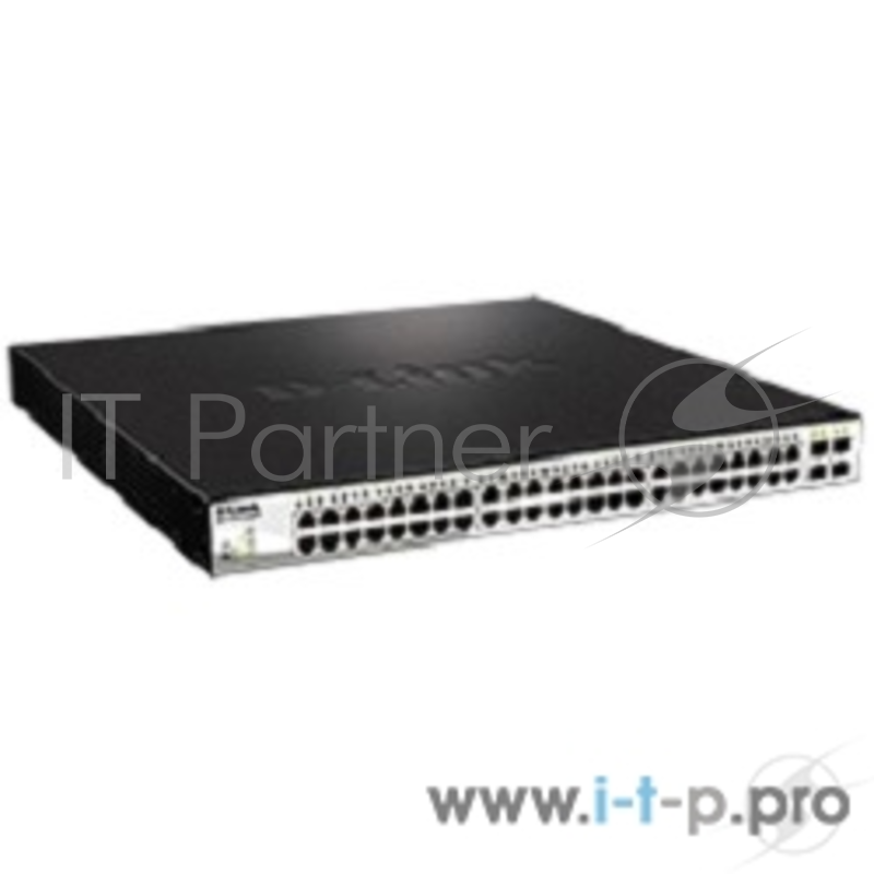 Сетевое оборудование D-Link DGS-1210-52MPP/E1A Настраиваемый коммутатор WebSmart с 48 портами 10/100/1000Base-T и 4 портами 1000Base-X SFP (порты 1-48 с поддержкой PoE 802.3af/802.3at (30 Вт), PoE-бюджет 740 Вт)