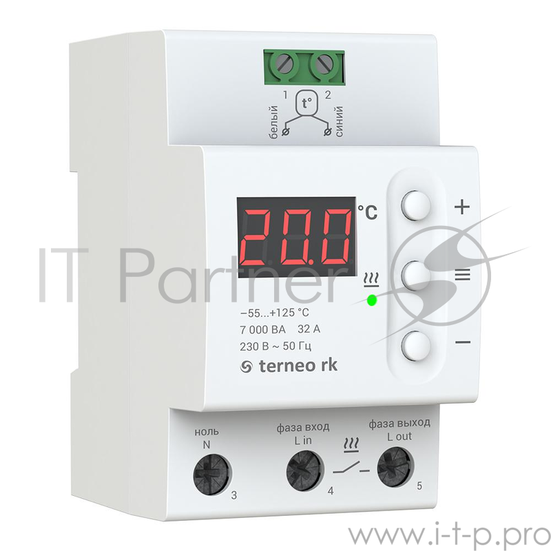 Терморегулятор TERNEO rk с датчиком для систем нагрева. Термозащита. 3 000 ВА. 16 А. -55 до 125 °С.