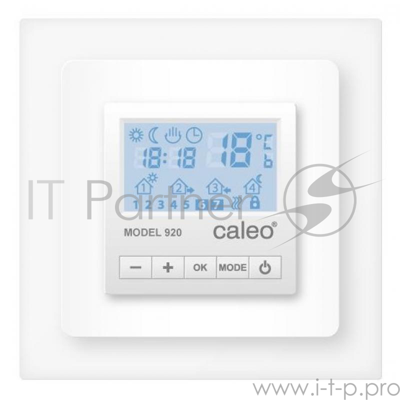 Терморегулятор CALEO 920 3,5 кВт. Цифровой с кноп. упр. , SF 2*20. С адапторами для монтажа