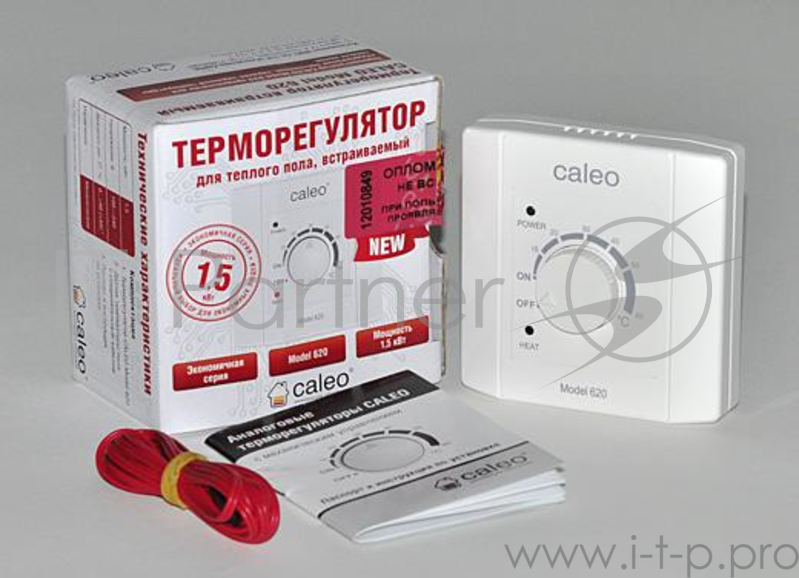 Терморегулятор CALEO UTH-620 Встраиваемый, механический, 3,5 кВт. Кнопочный. SF 2*20.