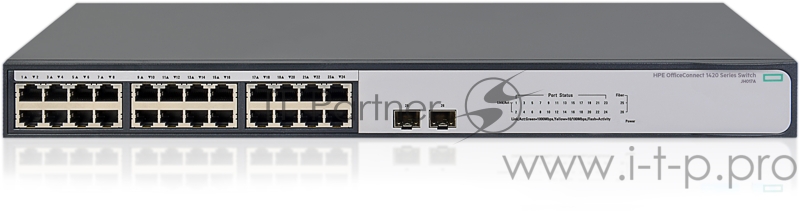Сетевое оборудование HP JH017A Коммутатор HPE 1420-24G-2SFP неуправляемый 19U 24x10/100/1000BASE-T