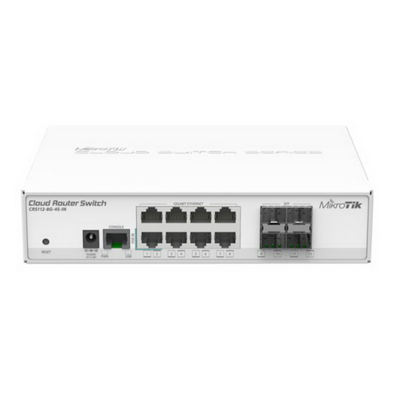Сетевое оборудование MikroTik CRS112-8G-4S-IN Коммутатор Cloud Router Switch управляемый 8 портов 10/100/1000Mbps