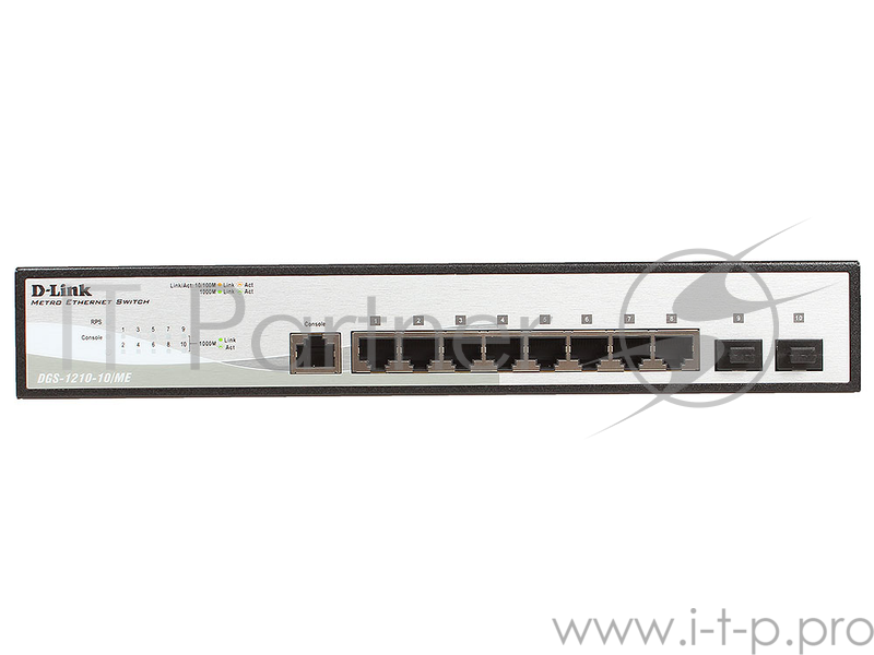 Сетевое оборудование D-Link DGS-1210-10/ME/A1A Коммутатор 2 уровня с 8 портами 10/100/1000Base-T и 2 портами 1000Base-X SFP