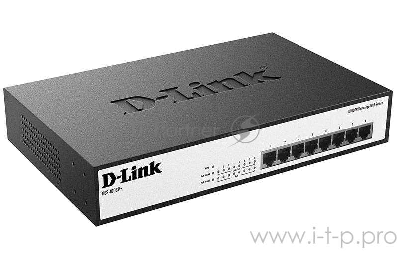 Сетевое оборудование D-Link DES-1008P+/A1A коммутатор неуправляемый с 8 портами 10/100Base-TX с поддержкой PoE