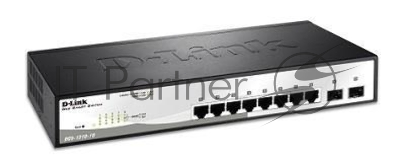 Сетевое оборудование D-Link DGS-1210-10/F1A Настраиваемый коммутатор WebSmart с 8 портами 10/100/1000Base-T и 2 портами 1000Base-X SFP