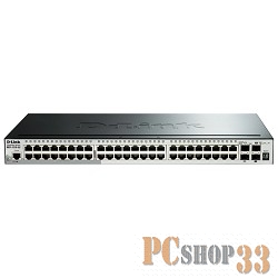 Сетевое оборудование D-Link DGS-1510-52/A1A Управляемый стекируемый коммутатор SmartPro с 48 портами 10/100/1000Base-T, 2 портами 1000Base-X SFP и 2 портами 10GBase-X SFP+