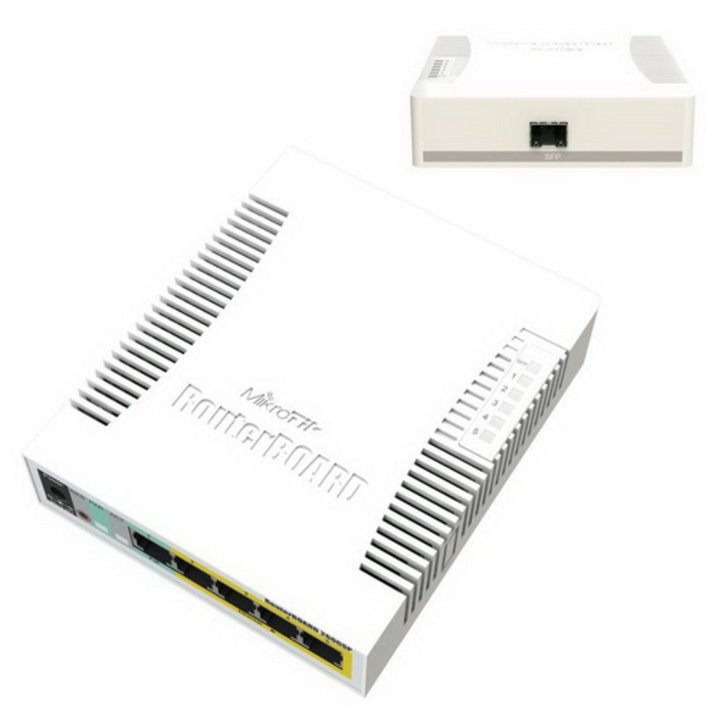 Сетевое оборудование MikroTik RB260GSP Коммутатор RouterBOARD 260GSP 1xSFP, 5x10/100/1000 Gigabit Ethernet, PoE with indoor case and power supply