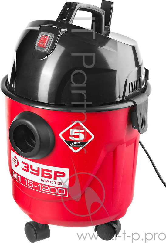 Пылесос ЗУБР ПУ-15-1200 М1 хозяйственный 15л 1200Вт сухая и влажная уборк