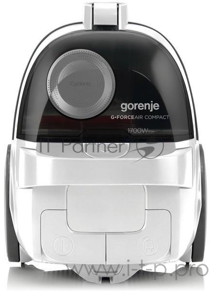 Gorenje VC1701GACWCY ПылесосПылесос. Мощность подключения:1700Вт, Тип пылесборника: Контейнер, Объем контейнера: 2,2л, Составная металлическая трубка, Насадка 2 в 1, Умная парковка, Радиус действия: 7м, Прорезиненные колесики, Фильтрация HEPA, Компак