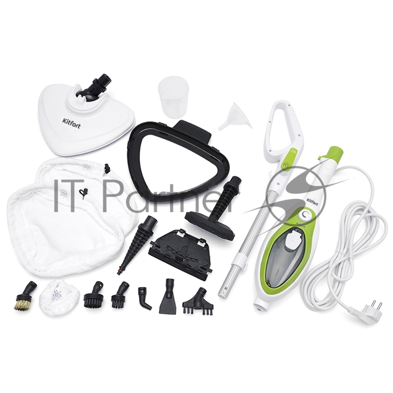 Швабра паровая Kitfort KT-1004-2 1500Вт зеленый/белый