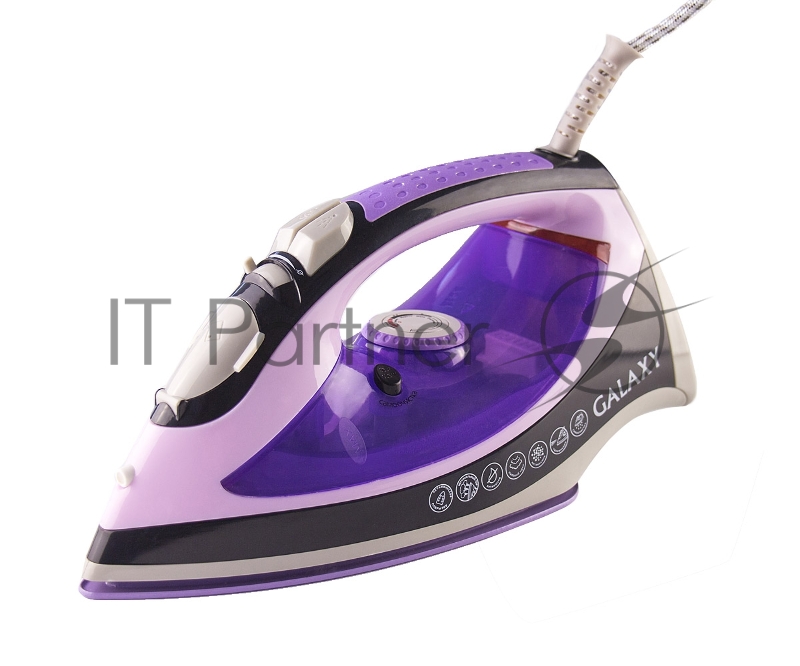 Утюг GALAXY GL 6110(Мощность 2200 Вт. Керамич. покрытие подошвы. Силикон. уплотнитель крышки резервуара. Ф-ция «Cамоочистка», «Антикапля», «Антинакипь». Индикатор уровня воды, нагрева. Вертикал. отпаривание/паровой удар/ф-ция увлажнения. Защита от пе