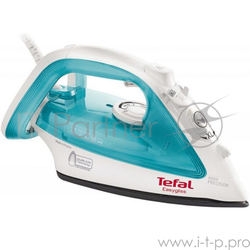 Утюг Tefal FV 3910 EO (бело/голубой, 2200 Вт, емкость 270 мл, паровой удар 110 г/мин)