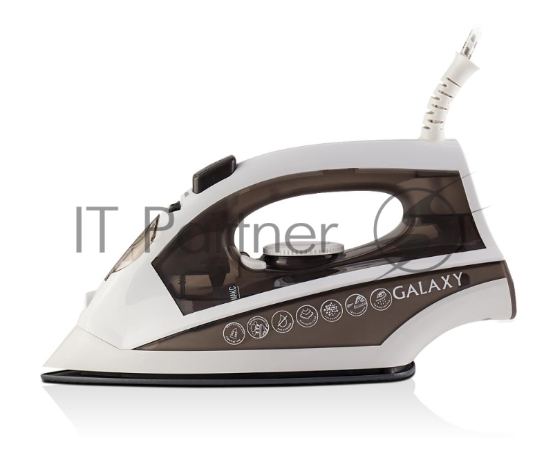 Утюг GALAXY GL 6116 (Мощность 2200 Вт. Керамич. покрытие подошвы. Силиконовый уплотнитель крышки резервуара. Функция «Самоочистка», «Антикапля», «Антинакипь». Вертикальное отпаривание / паровой удар / функция увлажнения. Защита от перегрева.)