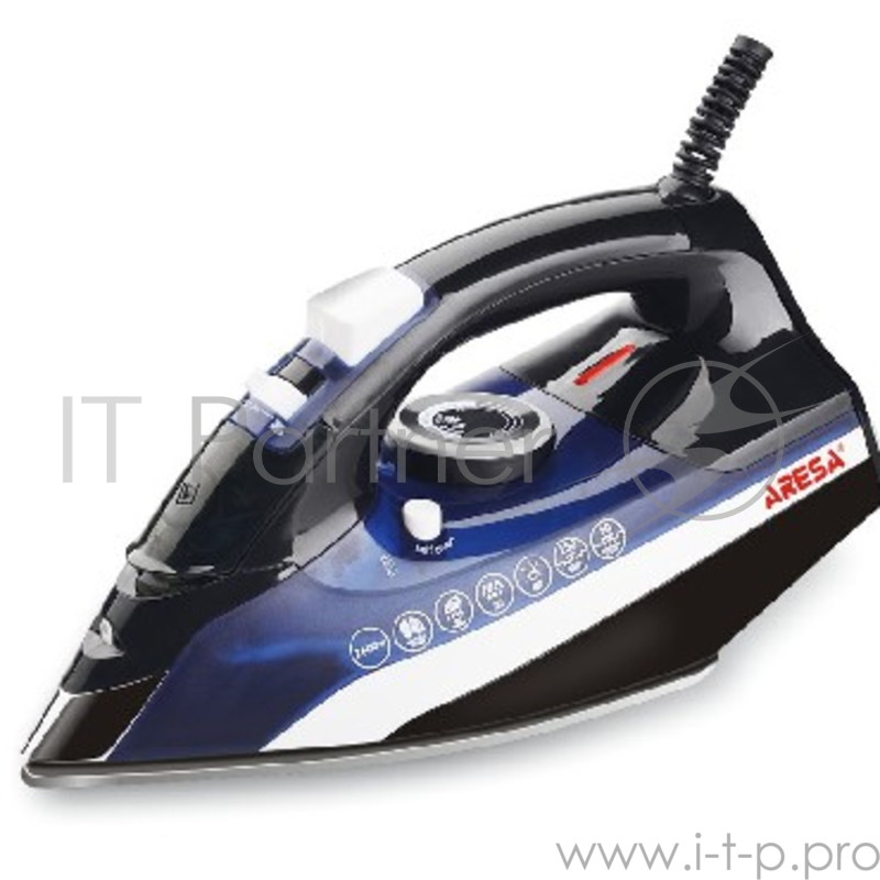 Утюг ARESA AR-3111 (Мощность 2600Вт. Керамич. подошва. Регулируемый пар: 50 г/мин. Паровой удар 150 г/мин. Объём резервуара 300 мл. Горизонтальное и вертикальное отпаривание. Функция самоочистки. Система