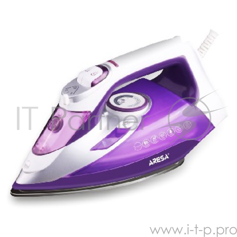 Утюг ARESA AR-3112 (Мощность 2600Вт. Керамич. подошва. Регулируемый пар: 50 г/мин. Паровой удар 150 г/мин. Объём резервуара 300 мл. Горизонтальное и вертикальное отпаривание. Функция самоочистки. Система