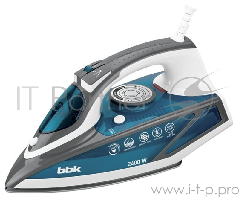 Утюг BBK ISE-2402 синийМощность 2400 Вт, паровой удар, вертикальное отпаривание, плавные регулировки подачи пара и температуры, керамическое покрытие подошвы, Anti-calcium, Self-Cleaning, противокапельная система, автоматиское отключение.