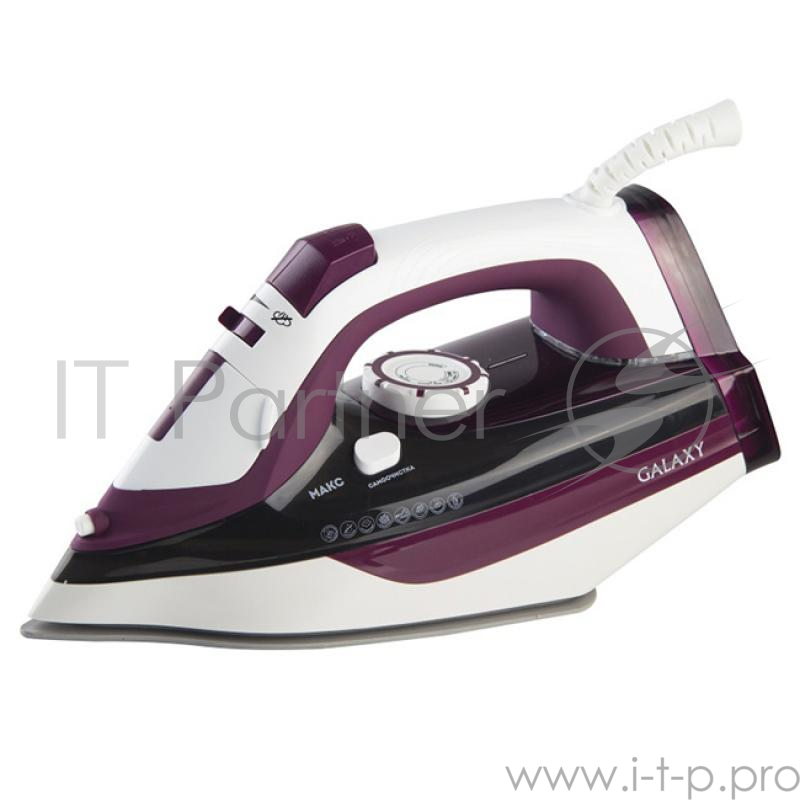 Утюг GALAXY GL 6108 2400 Вт, керамическое покрытие подошвы, уплотнитель крышки резервуара, функции: «автоотключение», «самоочистка», «антикапля», «антинакипь», индикатор автоотключения, указатель максимального уровня воды, индикатор нагрева, вертика