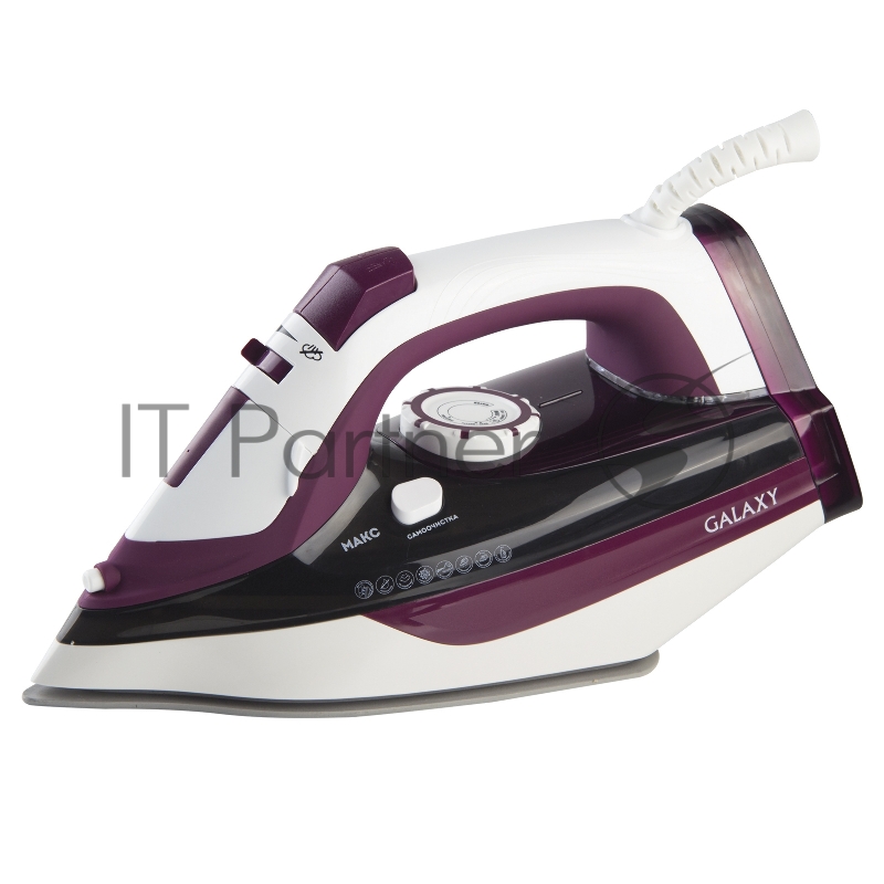 Утюг GALAXY GL 6108 2400 Вт, керамическое покрытие подошвы, уплотнитель крышки резервуара, функции: «автоотключение», «самоочистка», «антикапля», «антинакипь», индикатор автоотключения, указатель максимального уровня воды, индикатор нагрева, вертика