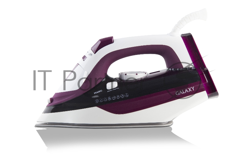 Утюг GALAXY GL 6108 2400 Вт, керамическое покрытие подошвы, уплотнитель крышки резервуара, функции: «автоотключение», «самоочистка», «антикапля», «антинакипь», индикатор автоотключения, указатель максимального уровня воды, индикатор нагрева, вертика