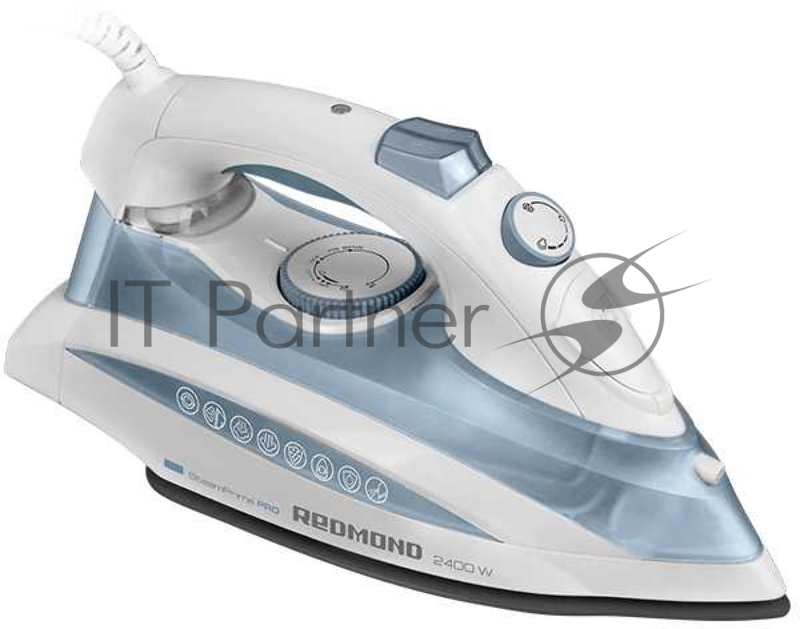 Утюг REDMOND RI-C263 Мощность 2400 Вт,Постоянная подача пара 50 г/мин,Паровой удар 170 г/мин,Объем резервуара для воды 350 мл,Сухое глажение,Вертикальное отпаривание,Функция cамоочистки,Функция автоотключения,Защита от накипи,Защита от протекания,Тип
