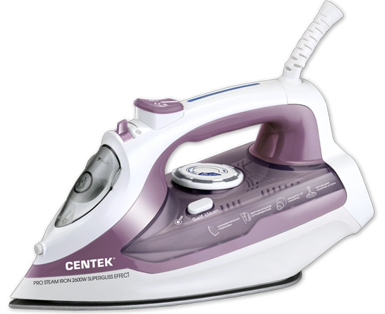 Утюг Centek CT-2353 VIOLET 2600Вт, керамическ подошва, 450мл, паровой удар, самоочистка, капля-стоп