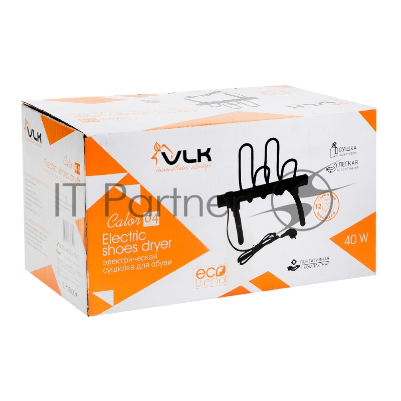 Сушилка для обуви электрическая напольная VLK CALOR 04 белый VLK Calor 04, белый, 40 Вт, индикатор включения, нагрев до 55 град., на две пары обуви, 10 шт/уп