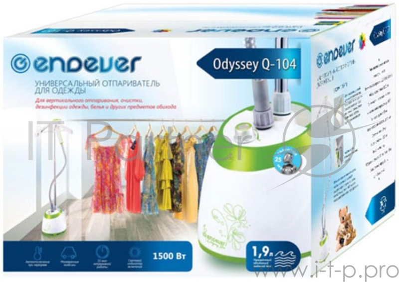 Отпариватель напольный Endever Odyssey Q-104 1500Вт белый/зеленый