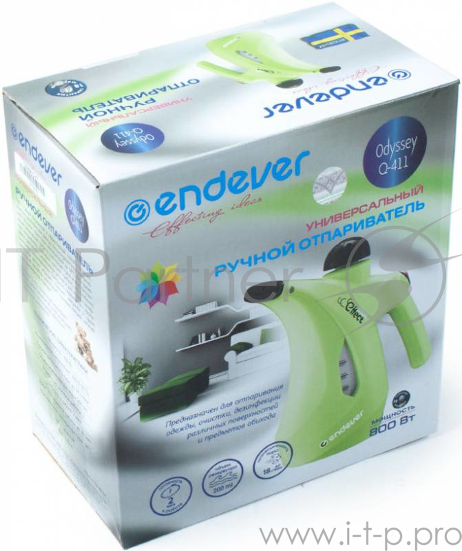 Отпариватель ручной Endever Odyssey ODYSSEY Q-411 800Вт зеленый
