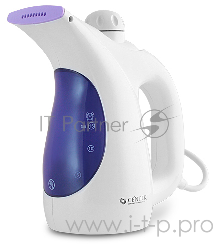 Отпариватель ручной Centek CT-2380 (бел/фиолет) 700Вт, 250мл, 15г/мин, регулятор мощн, насадка-щетка