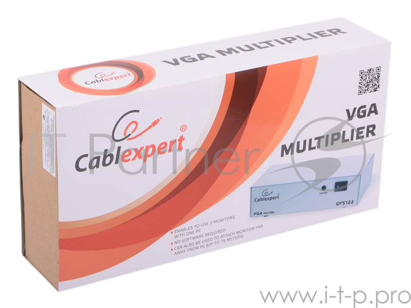 Разветвитель GVS122 Разветвитель сигнала VGA на 2 монитора (Gembird)