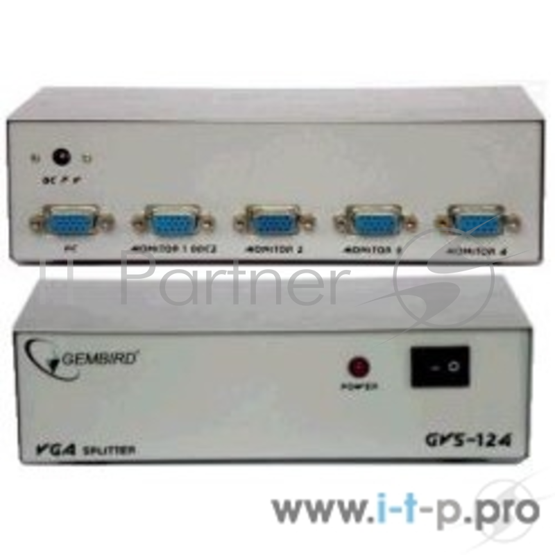 Разветвитель GVS124 Разветвитель сигнала VGA на 4 монитора (Gembird/Cablexpert)