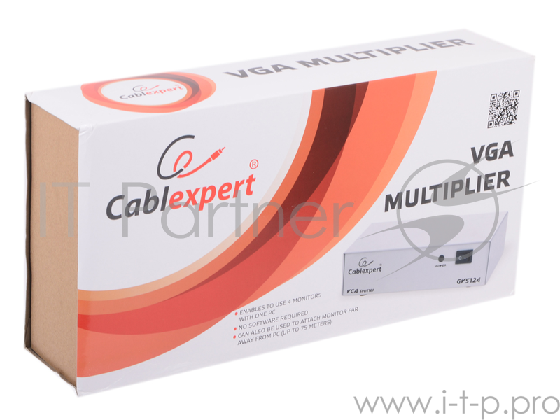 Разветвитель GVS124 Разветвитель сигнала VGA на 4 монитора (Gembird/Cablexpert)