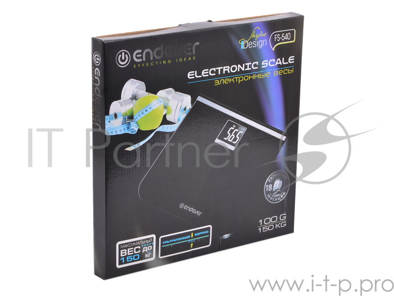 Электронные напольные весы Endever Skyline FS-540, вес до 150 кг., стекло повышенной прочности, LCD-дисплей, авто откл.