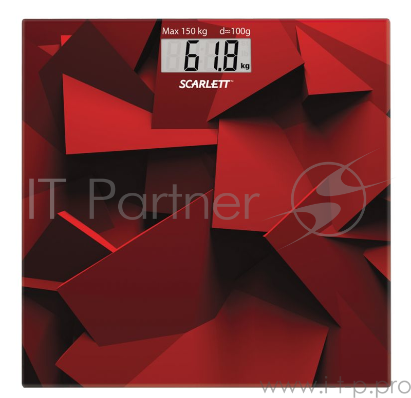 Весы напольные электронные Scarlett SC-BS33E086 макс.150кг темно-красный/рисунок