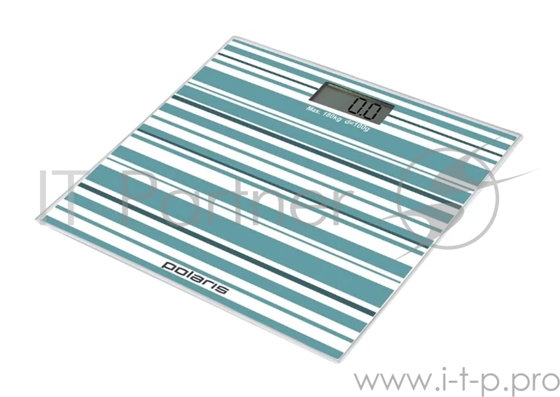 Весы напольные POLARIS PWS1854DG белый/бирюзовый , электрон., 180 кг, стекло