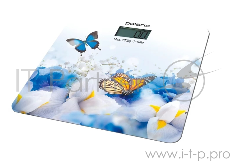 Весы напольные Polaris, PWS 1866DG, электронные до 180кг, дел 100г, стекло, ЖК-дисплей, сенсорная система, индикация превышения максимального веса, индикация работы батареек, питание: 1 х Lithium 3V.