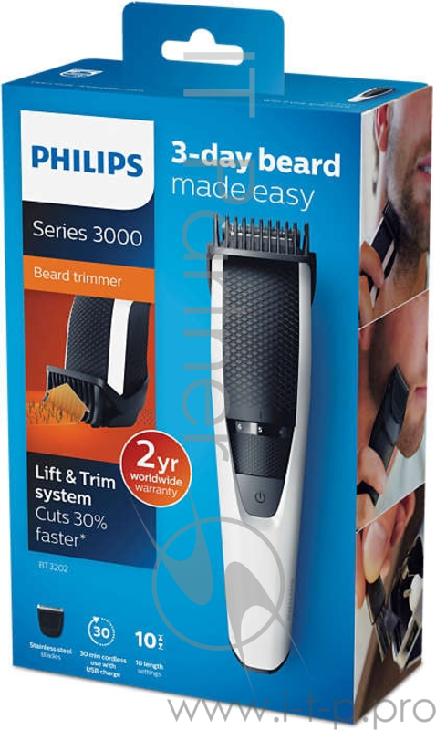 Машинка для стрижки Philips Машинка для стрижки Philips/ Триммер для бороды с самозатчивающимися лезвиями из нержавеющей стали. Гребень с системой Lift&Trim. Колесико регулировки длины с 10 установками от 0,5 мм до 10 мм с шагом 1 мм. 30 минут работы