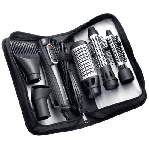 Фен-щетка REMINGTON AS-1220 (Мощность 1200Вт. Кол-во режимов 3. Доп. режимы: подача холодного воздуха, ионизация. Концентратор д/быстрой сушки.Плоская щетка д/выпрямл-я волос. Насадка д/прикорневого объема. Термощетка 21 мм. Термощетка 30мм с выдвиж