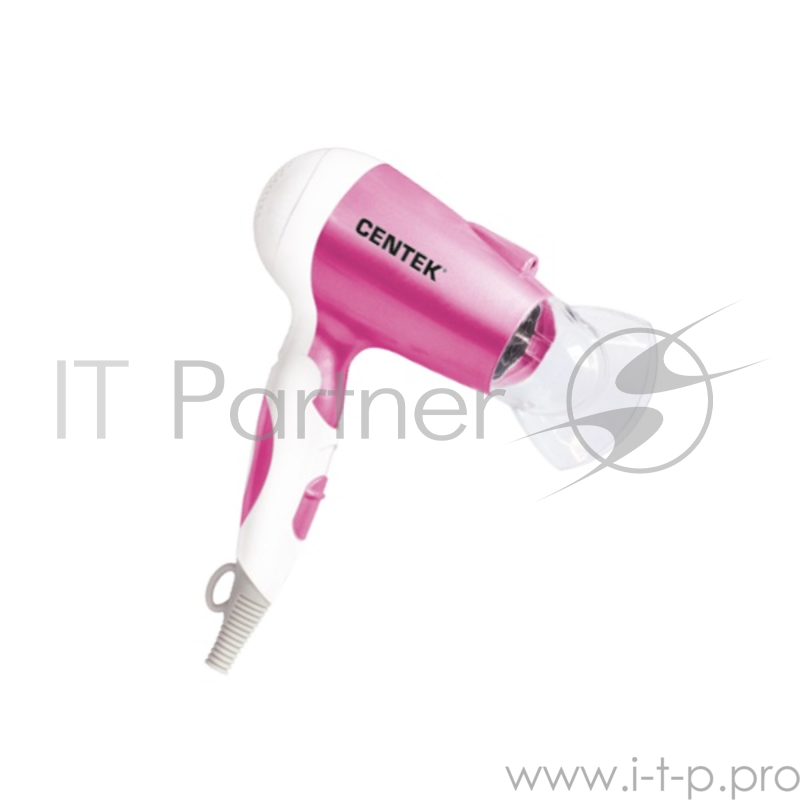 Фен Centek CT-2233 (роз/бел) 1600Вт, 2 скорости и температуры нагрева, складная ручка, хол воздух