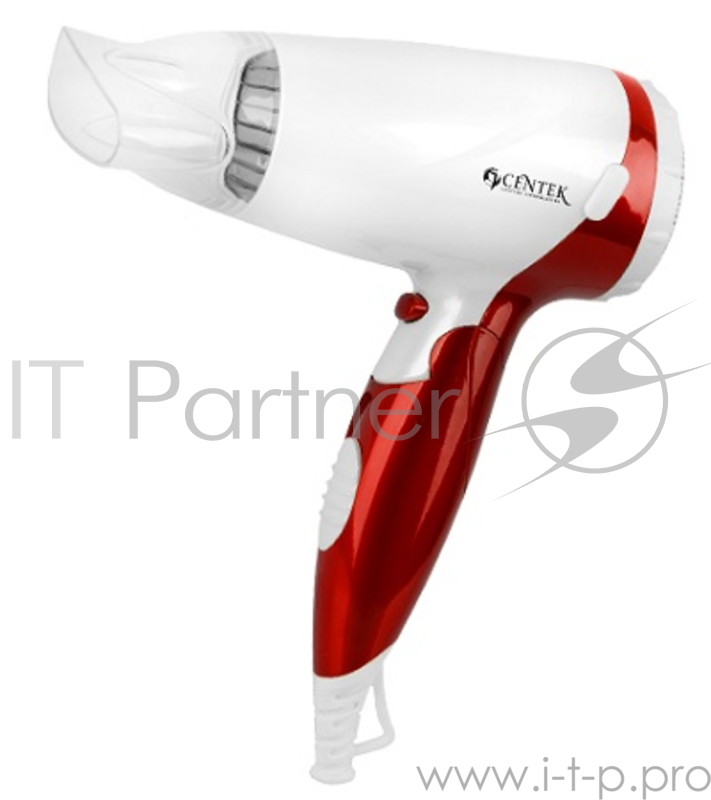 Фен Centek CT-2209 RW 1600Вт, складная ручка, концентратор (белый/красный)