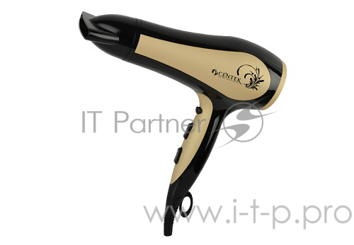 Фен Centek CT-2212 BLG (черный/золотой) 2000Вт, 5 режимов работы, концентратор, хол воздух