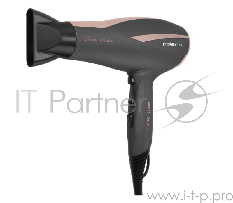 Фен POLARIS PHD 2257TDi, 2200W, дифф,2скор.,3режима,прорез, маренго/роз